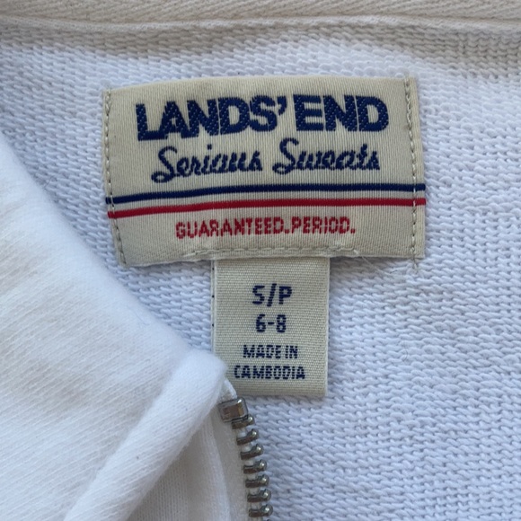 Lands’ End Serious Sweats white pullover, S/P (6-8) - Picture 2 of 7